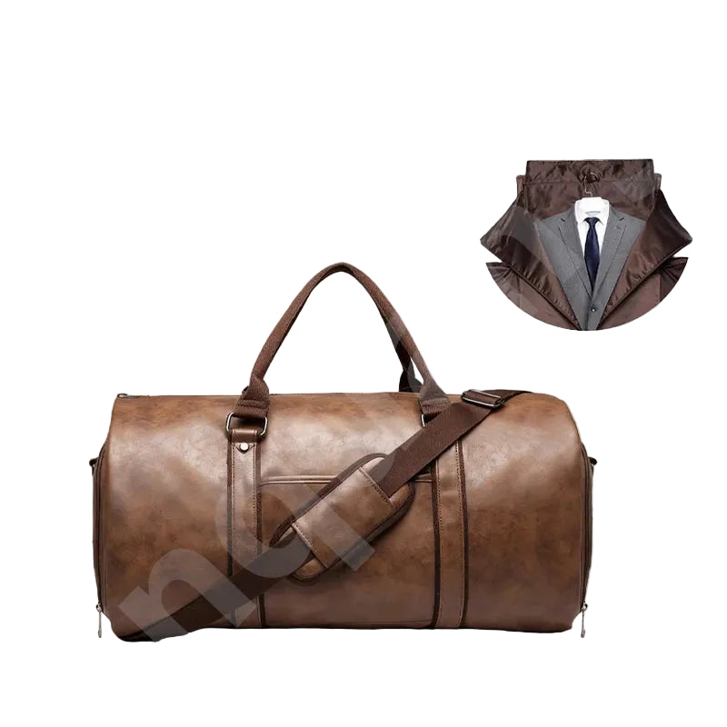 Premium 2-in-1 Convertible Travel Garment Bag | Waterproof PU Leather Weekender Duffle | Professional Business Suitcase with Shoe Compartment (Model APJ982) Luxegan
