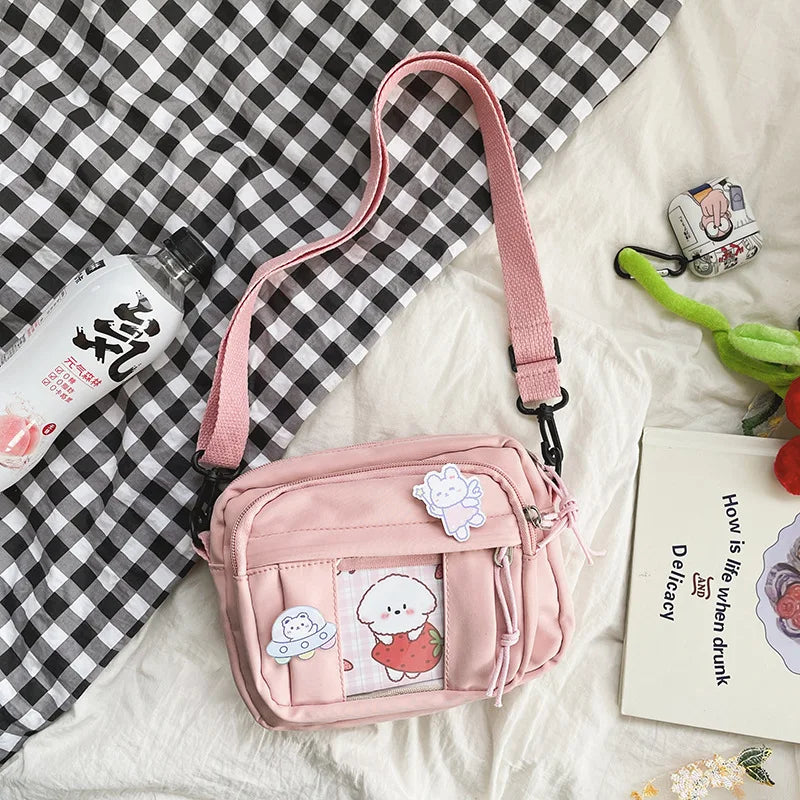 Kawaii Girls’ JK Transparent Bag | Sophisticated Modern Itabag | Elegant Small Crossbody & Shoulder Bag | "Dignified" Lightweight Nylon Purse for Versatile Styling Luxegan
