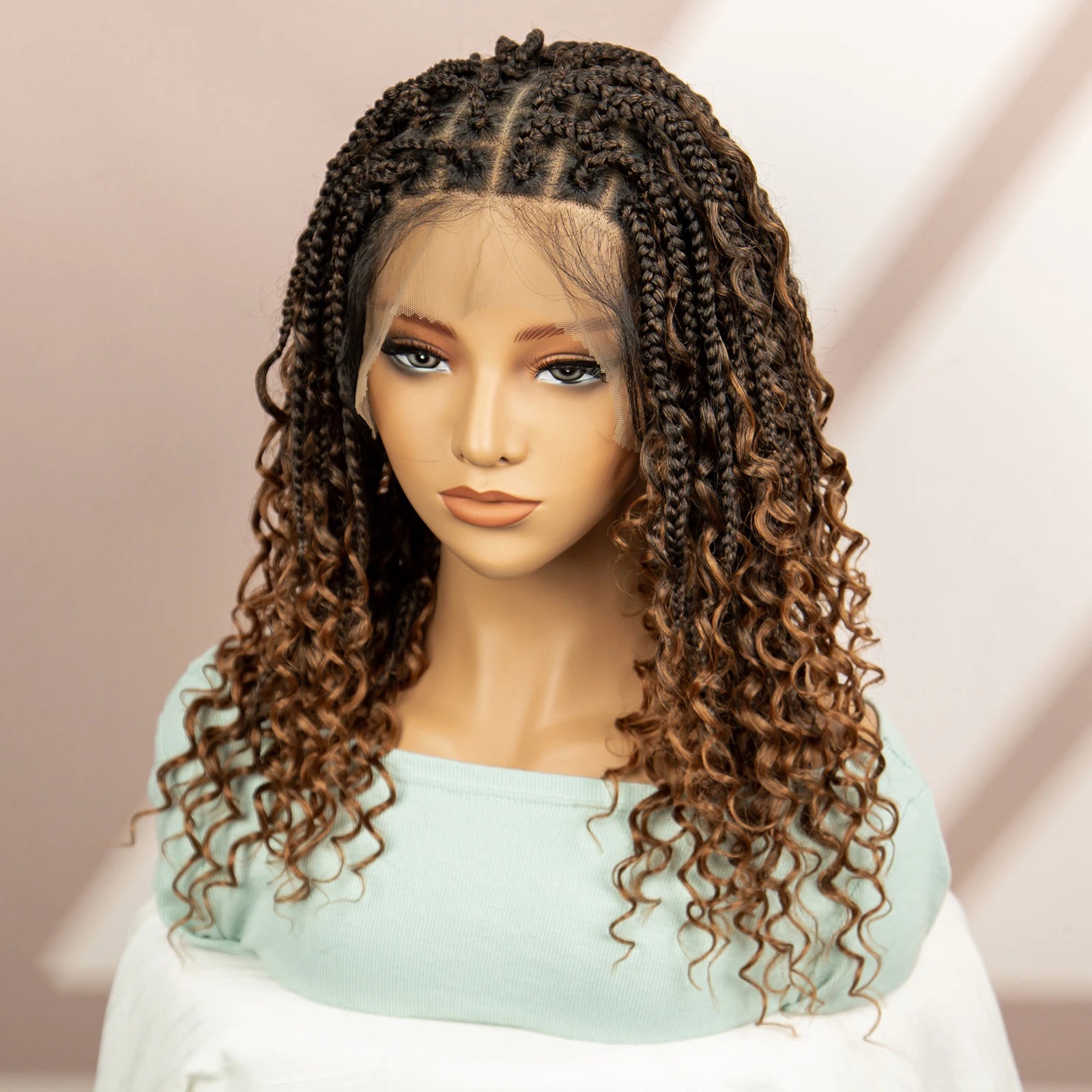 Burgundy Knotless Box Braids Wig with Curly Ends | Full Lace Luxegan