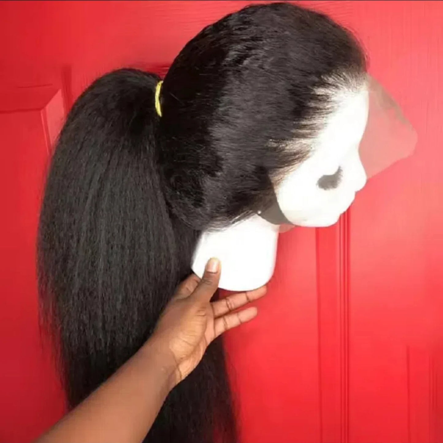 Elegant straight synthetic tied wig with 13x4 pre combed thermal resistance fiber, suitable for women, no need for glue, 180% de