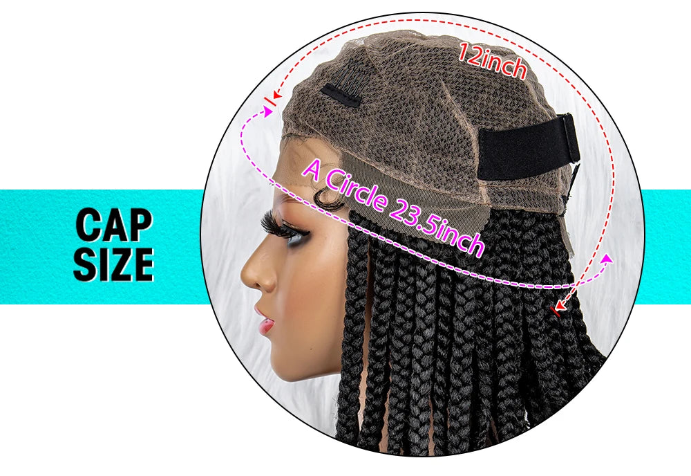 Pelucas trenzadas Bob para mujeres negras Peluca de encaje completo con trenzas estilo cornrow Peluca sintética de encaje frontal con trenzas de caja sin nudos con cabello de bebé