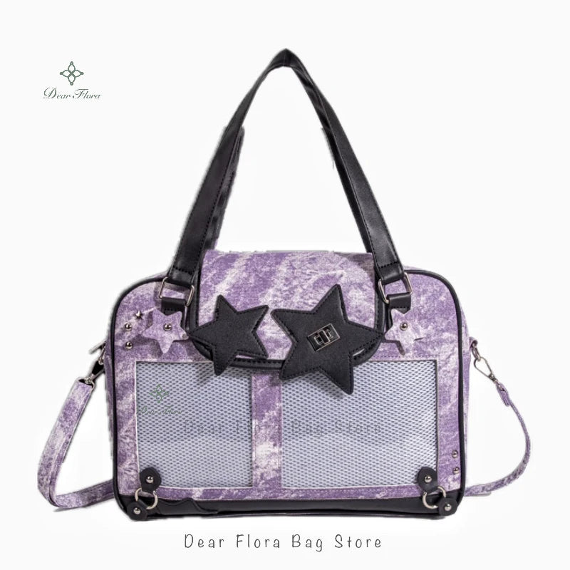 Y2K Trendy Star Ita Bag | Lolita Girl Transparent Display Crossbody | Fashionable DIY Star-Shaped Satchel | Cute Women's Shoulder Bag & Anime Purse (Model 210) Luxegan