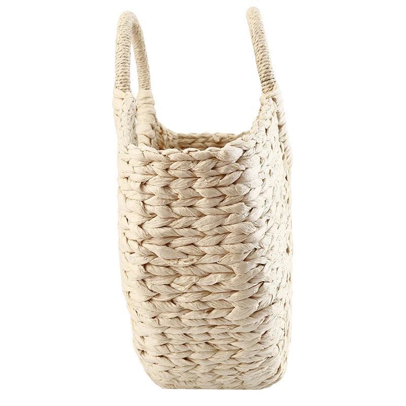 Soft Handmade Woven Paper Basket Tote | Simple National Style Handbag Luxegan