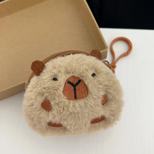 Kawaii Capybara Plush Coin Purse | Lovely Cartoon Round Bag & Headphone Storage Luxegan