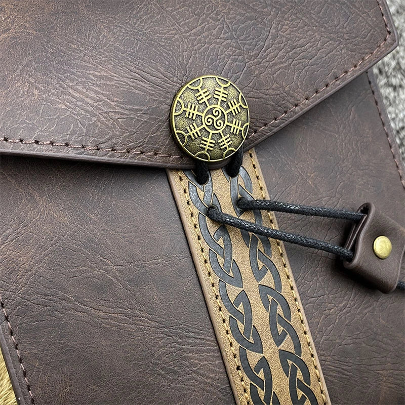 Bolso de cintura medieval Retro Punk, monedero portátil para hombres y mujeres, riñonera, hebilla de cuero estilo vikingo, bolso cuadrado, accesorios de disfraz