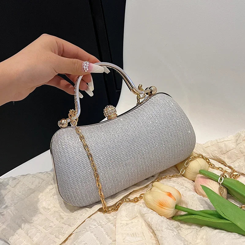 Elegant Chain Evening Dinner Bag | Vintage Shell Shoulder Bag for Women | Fashionable Top-Handle Satchel | Chic PU Leather Underarm Crossbody Bag Luxegan