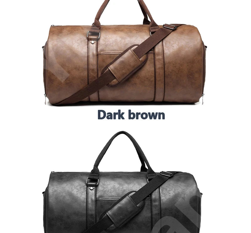 Premium 2-in-1 Convertible Travel Garment Bag | Waterproof PU Leather Weekender Duffle | Professional Business Suitcase with Shoe Compartment (Model APJ982) Luxegan