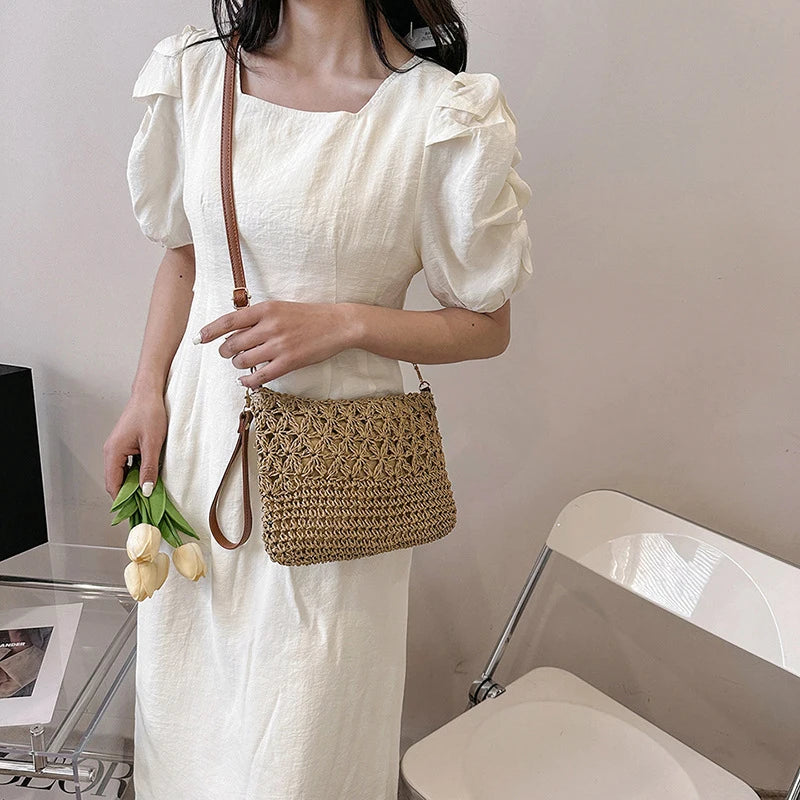 Straw Crossbody Bag for Women | Summer Woven Shoulder Bag & Raffia Beach Wristlet Luxegan