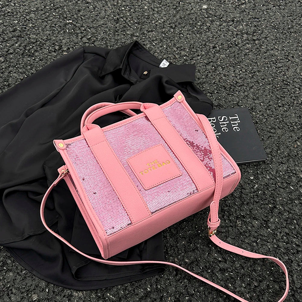 The Tote Bag: Luxury Designer Leather Handbag with Glitter & Sequins Luxegan