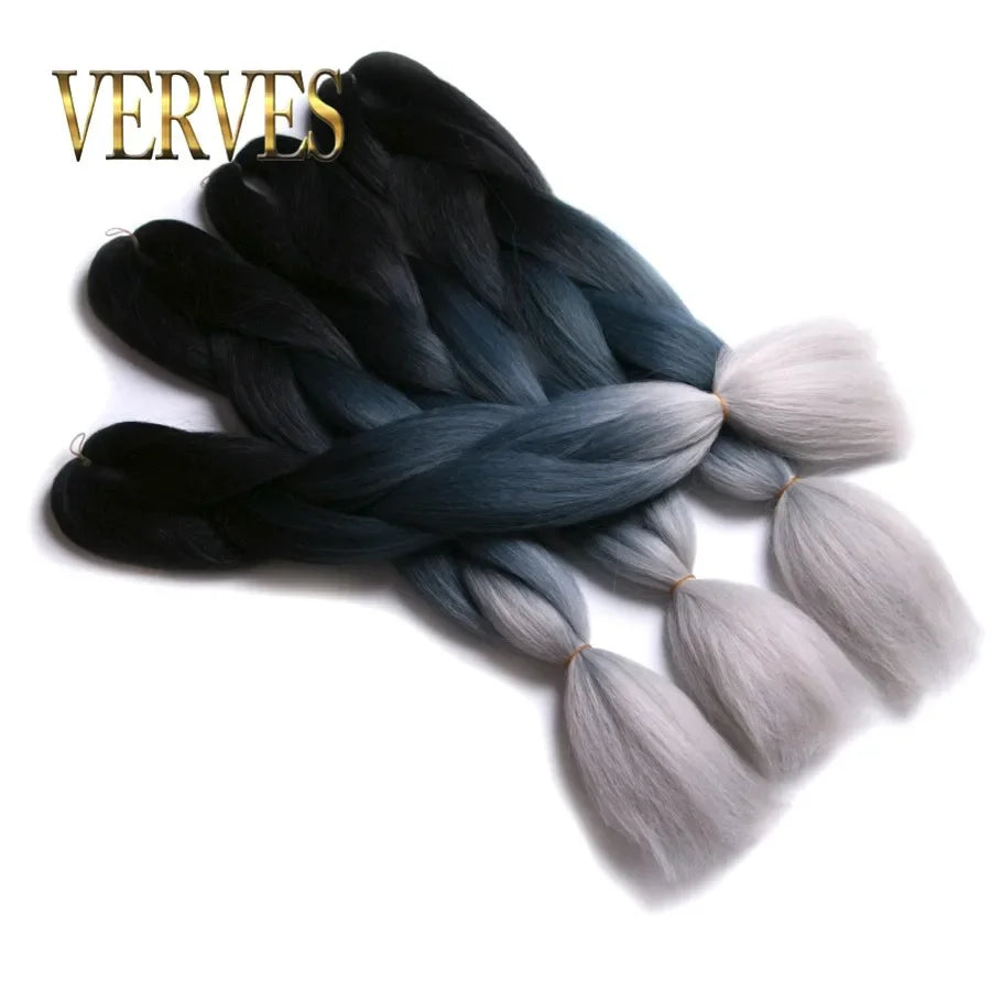 Synthetic Jumbo Braid Kanekalon Braiding Hair 24in | Ombre & Solid Colors | 100g