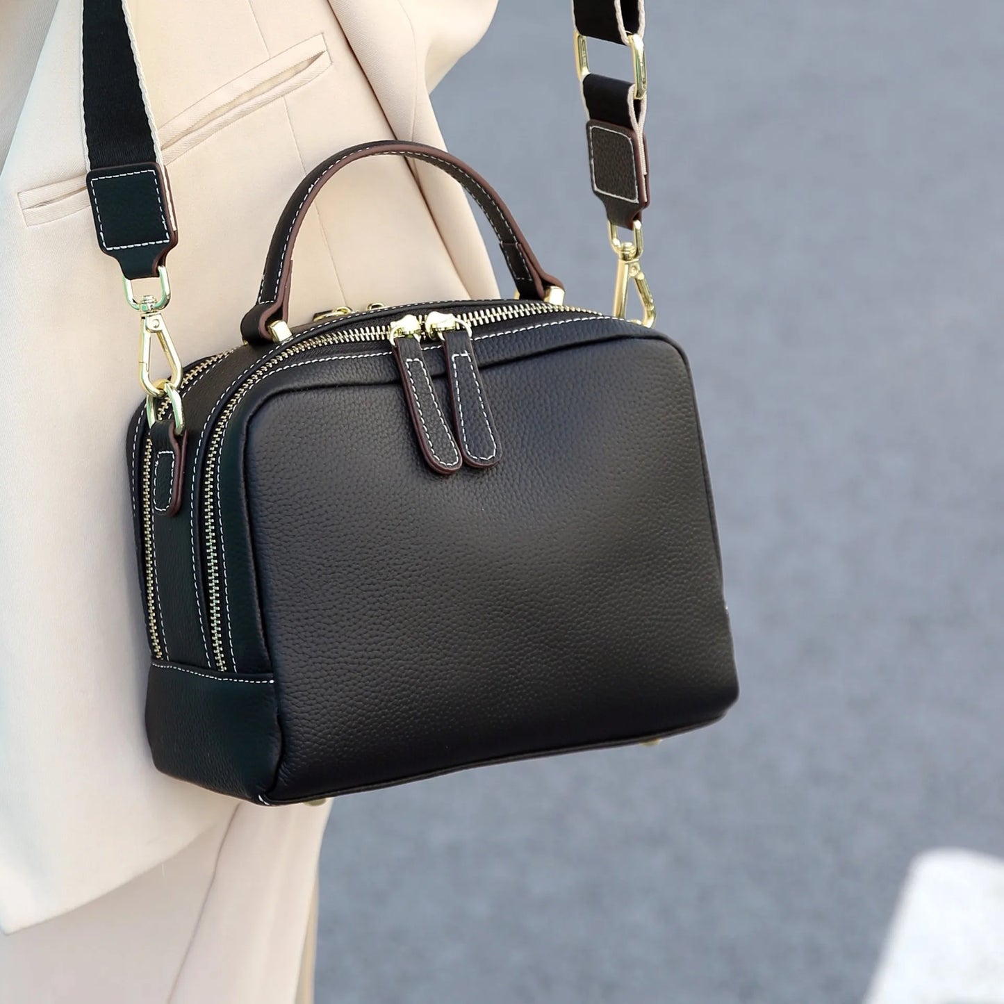 Genuine Leather Cowhide Women's Handbag | Luxury Design Crossbody & Small Square Bag Luxegan