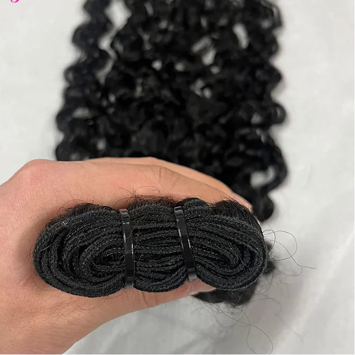 12A Grade Raw Virgin Burmese Pixie Curly Human Hair Bundles | 100% Authentic Brazilian Human Hair Weaving | Machine Double Weft Curly Extensions for Full Head (1 / 3 PCS Multipack) Luxegan