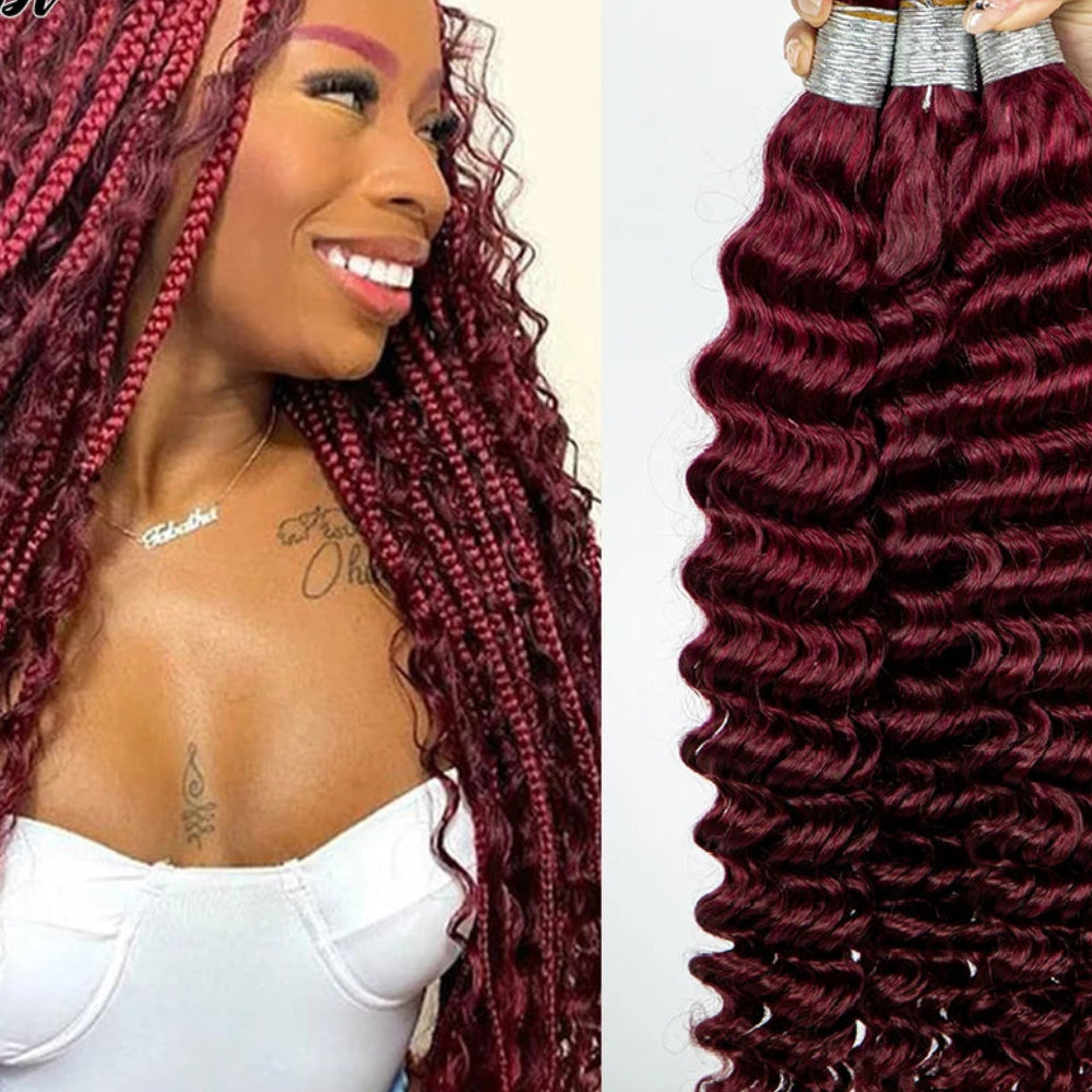 Deep Wave Boho Braids Human Hair Bulk – 100% Virgin Brazilian Hair for Braiding No Weft (16–24 - view 5