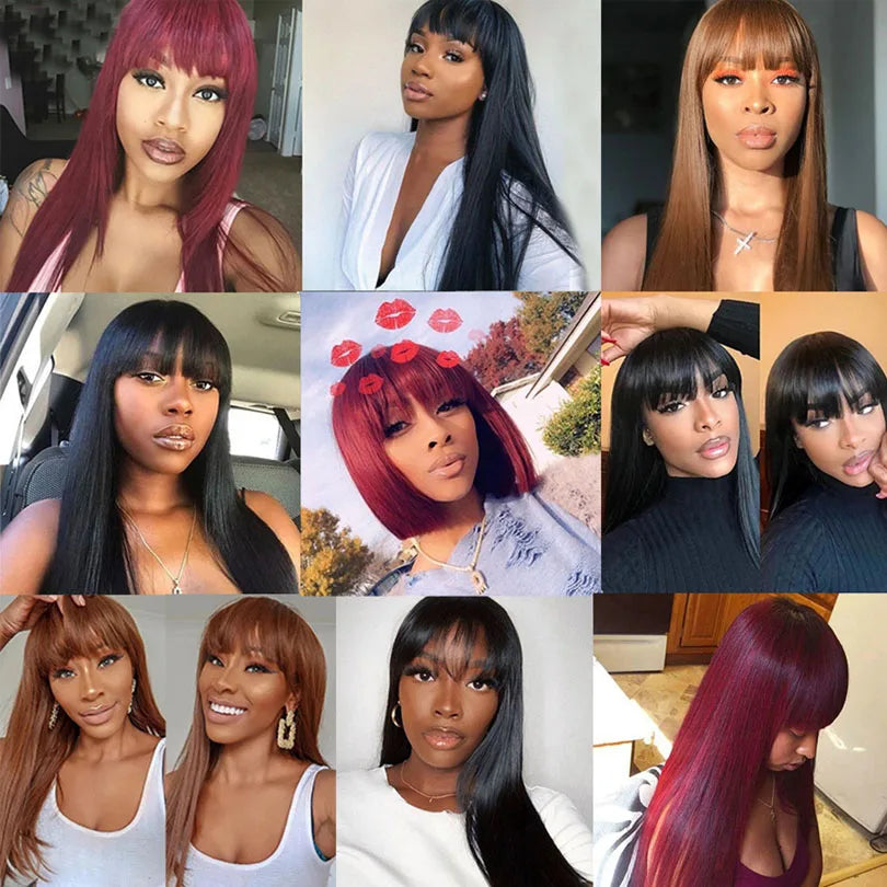 Silk Top Full Lace Human Hair Wig | Sophisticated 5x4.5 Silk Base Straight Hair | Elegant "Brazilian Remy" 18–24 Inch Length | "Dignified" Pre-Plucked Wig with Fringe for Radiant Versatile Styling Luxegan