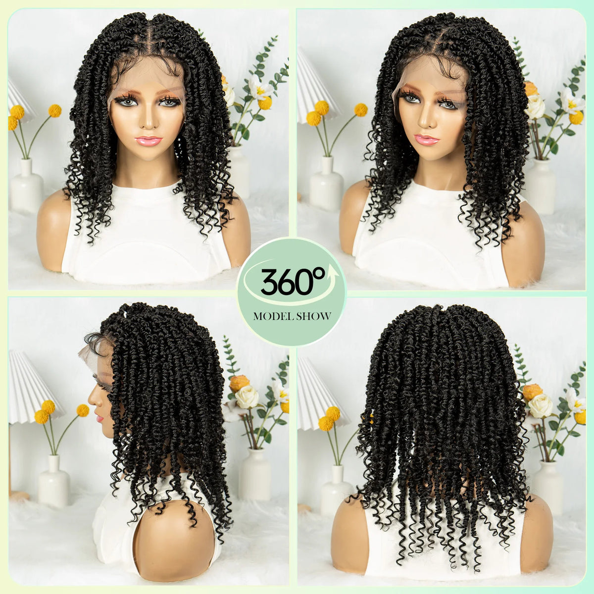 14 Inch Twisted Knotless Box Braids Wig | Full Lace | Baby Hair