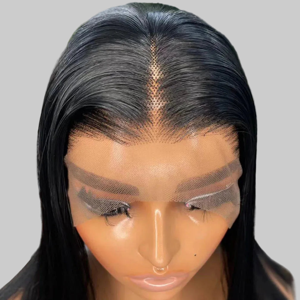 Short Jet Black Silky Straight Futura Synthetic 13x4 Lace Front Bob Wig - 150% Density Glueless Pre-Plucked Hairline Bob Wig - Japan Heat-Resistant Fiber Free Part Wig for Black Women (#1 Black) Luxegan
