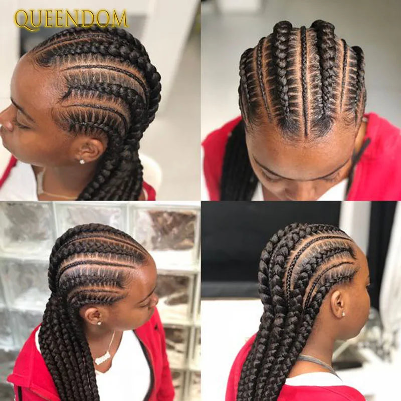 Synthetic Full Lace Cornrow Box Braided Wig 36" Lace Front Wigs Jumbo Braids Wig For Black Africa Women Braids Wig Braiding Wigs Luxegan