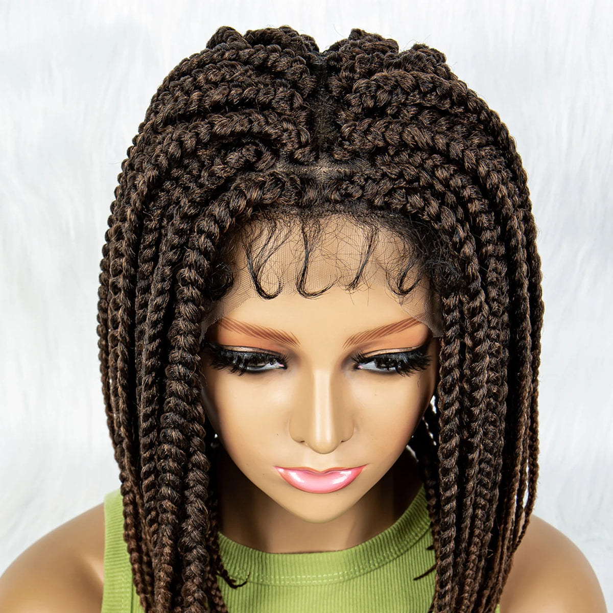 Pelucas trenzadas Bob para mujeres negras Peluca de encaje completo con trenzas estilo cornrow Peluca sintética de encaje frontal con trenzas de caja sin nudos con cabello de bebé