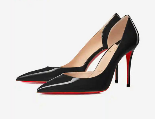 Elegant Luxury Brand Trendy Stilettos | Sophisticated Red Shiny Bottom Pumps | Elegant "Handmade Patent Leather" Silhouette | "Dignified" Sexy Pointed Toe Fashion Shoes for Radiant Versatile Styling Luegan