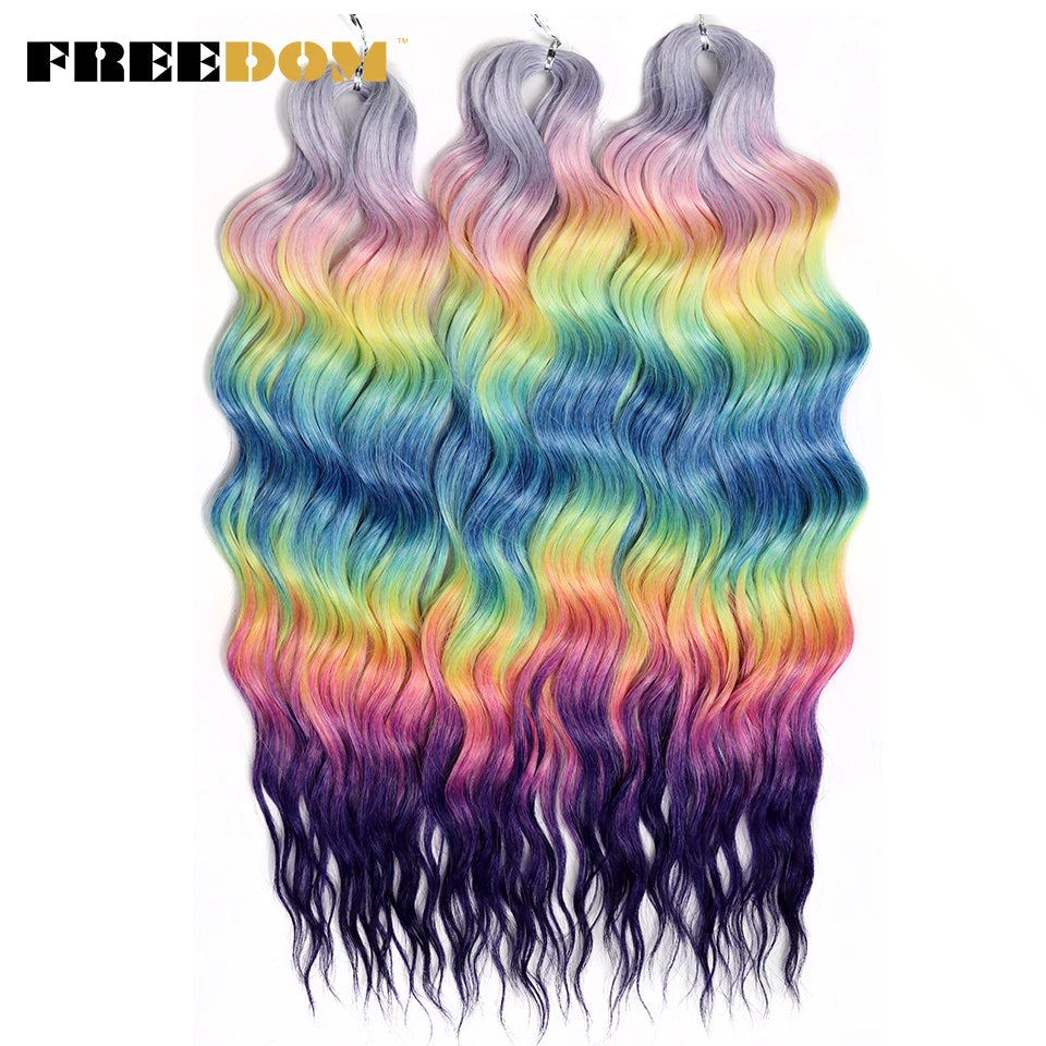 FREEDOM Synthetic Water Wave Crochet Braiding Hair 24 Inch – Ombre & Multi-Tone | 88 Colors | 300g - view 12