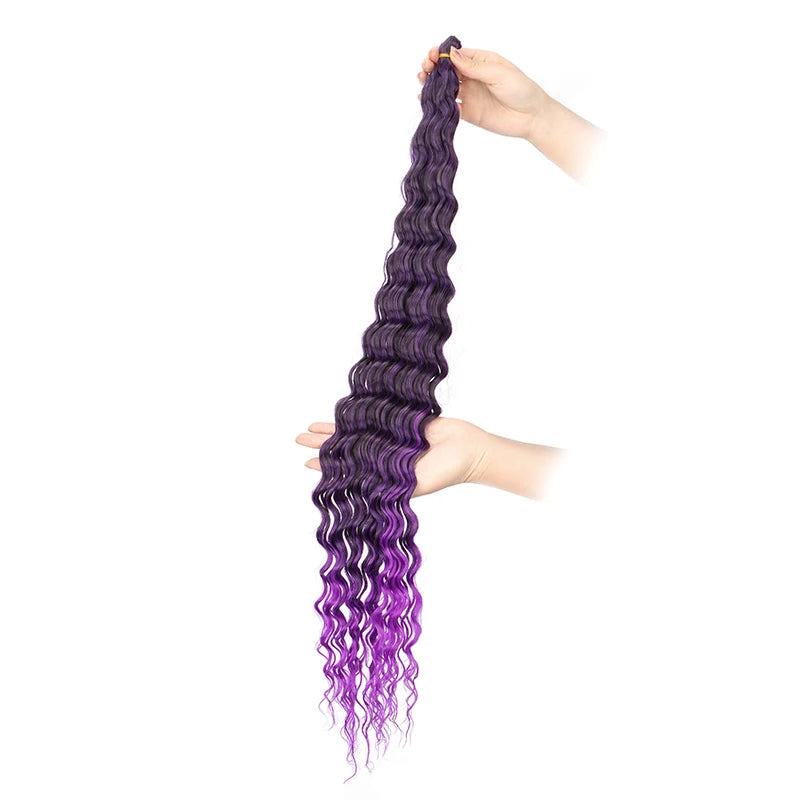 30 Inch Pre-Stretched Deep Wave Crochet Hair – Ombre Soft Curly Braiding Hair for Women Luxegan
