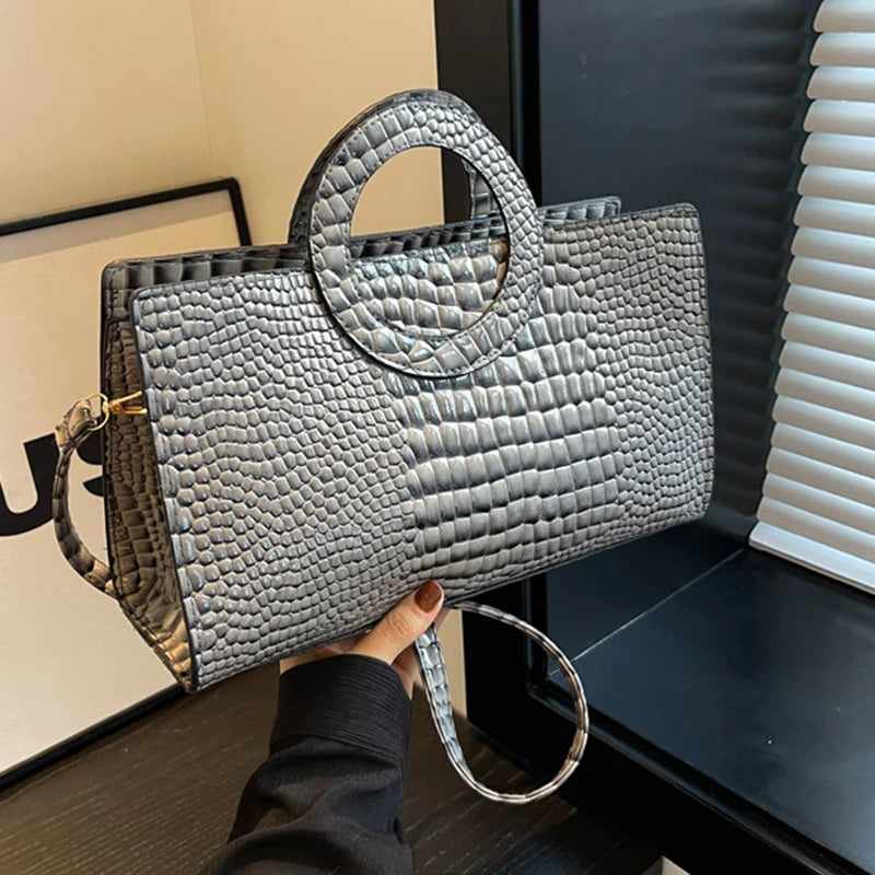 Luxury Crocodile Pattern Women's Handbag | Fashion Shoulder & Crossbody Bag (Famous Brand Designer PU Leather, Large Capacity) Luxegan