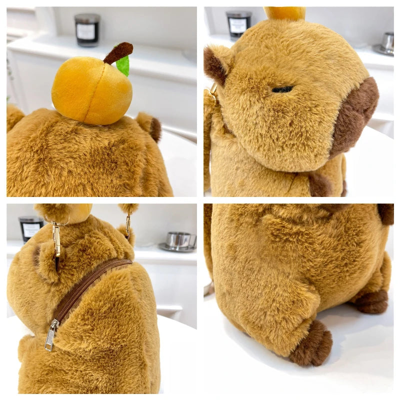 Cute Soft Plush Capybara Backpack | Sophisticated Kawaii Fashion Crossbody Bag | Elegant - view 5