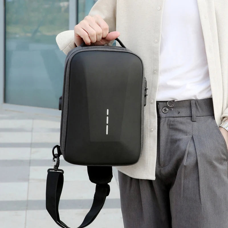 Anti-theft Combination Lock Chest Pack | Fashion Business Men's Crossbody Bag & Travel Shoulder Bag Luxegan