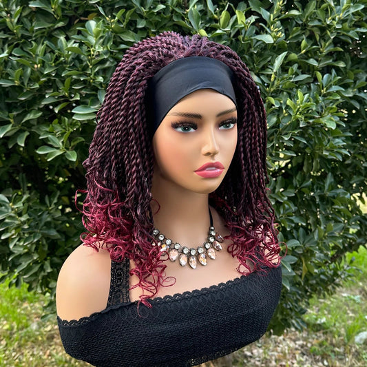 Short Braided Headband Wigs For Black Women Box Braided Headband Bob Wig African Synthetic Braiding Hair Headband Bob Wig Luxegan