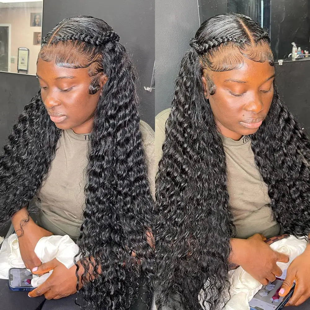 250% Deep Wave 13x6 HD Lace Frontal Wig | Sophisticated "Brazilian Curly" Silhouette | Elegant 34-Inch Pre-Plucked Hairpiece | "Dignified" HD Transparent Swiss Lace Wig for Radiant Versatile Styling Luxegan