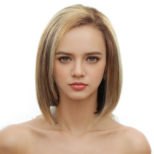 Sleek Bone Straight Short Bob Lace Front Wig | 13x4 Transparent Swiss Lace Frontal Bob Wig | 150% Density 100% Brazilian Remy Human Hair Wig for Women (4-16 Inch) Luxegan