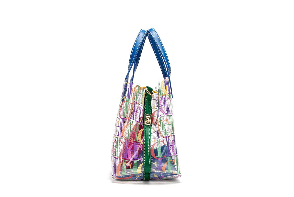 PVC Letter Print Bucket Bag | Transparent Large Capacity Tote & Travel Crossbody Luxegan