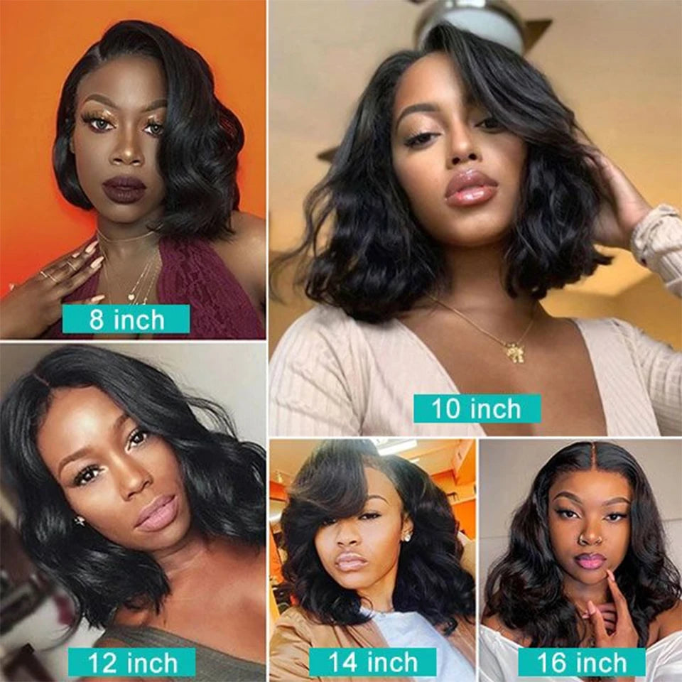 Pre-Styled Body Wave Short Bob | Sophisticated 13x4 HD Transparent Lace Frontal | Elegant "Wear and Go" Brazilian Human Hair | "Dignified" Pre-Cut & Pre-Plucked Remy Wig for Effortless Daily Glamour Luxegan