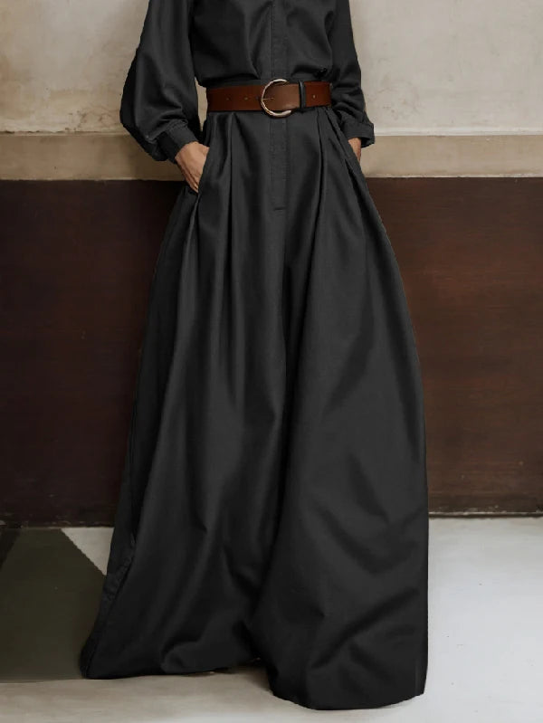 Solid Color Stand Collar Urban Coverall | Sophisticated High Waist Loose Fit Silhouette | Elegant - view 5