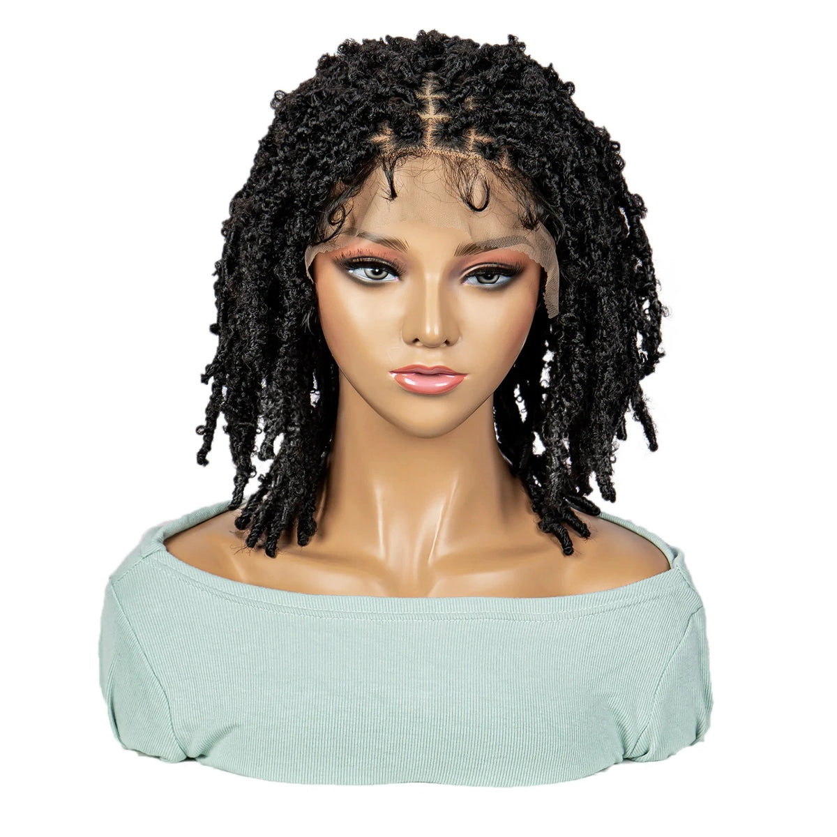 KIMA Pelucas trenzadas sintéticas de 14 pulgadas Peluca frontal de encaje Pelucas trenzadas 9x6 Trenzas de caja sin nudos con pelo de bebé para mujeres negras