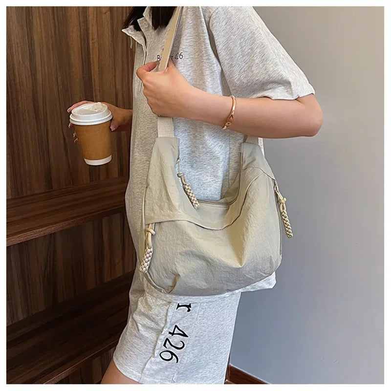 Minimalist Korean Dumpling Bag | Soft Large Capacity Shoulder Tote Luxegan