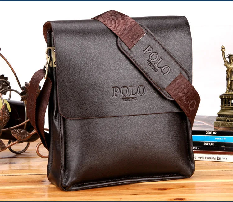 Polo Vertical Men's Crossbody Bag | Leisure Business Single Shoulder Bag (PU Leather, Solid, Versatile Trend) Luxegan