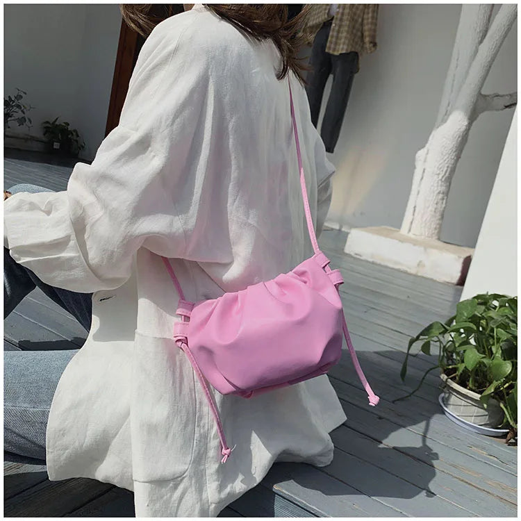 Fashion Women Shoulder Bag New Arrival Crossbody Bag Female | Solid Color Pleated Design Mini Zipper Cloud Bag for Girl (Сумка) Luxegan