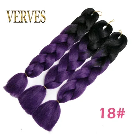 Synthetic Jumbo Braid Kanekalon Braiding Hair 24in | Ombre & Solid Colors | 100g