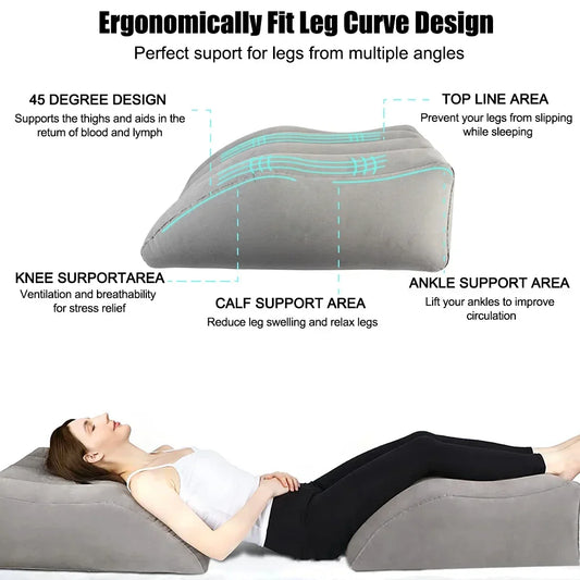 Portable Inflatable Leg Wedge Pillow | Sophisticated "Travel & Camping" Support Silhouette | Elegant PVC Elevation Knee Cushion | "Dignified" High-Performance Bedding Essential for Radiant Versatile Styling Luxegan