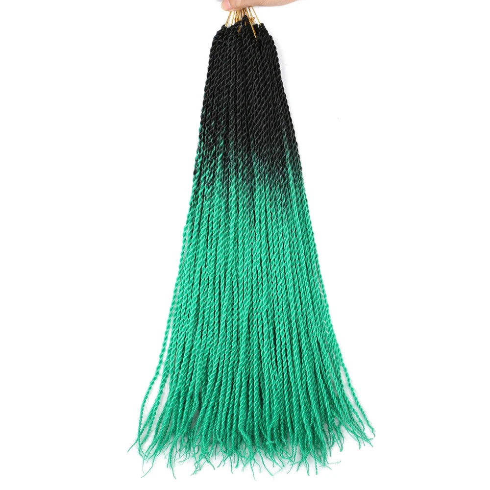 24-Inch Long Ombre Box Braids Crochet Hair - Pre-Looped Synthetic Braiding Hair Extensions - High Temperature Fiber 22 Strands/Pack Piano Color Crochet Braids for Women & Girls (27 Colors Available)