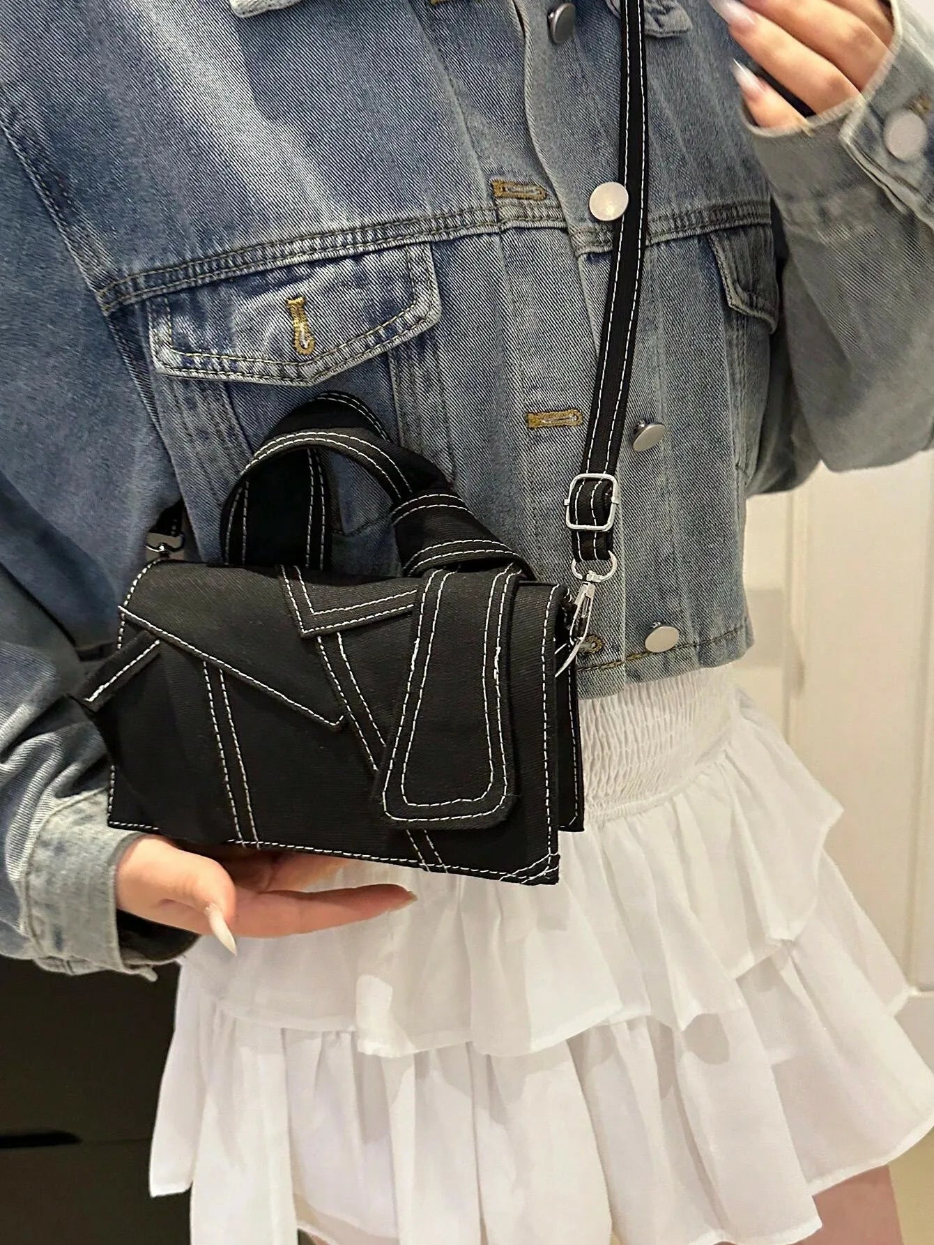 Minimalist Patchwork Mini Crossbody | Retro Square Shoulder Bag Luxegan