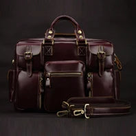 Luxury Genuine Leather Men's Briefcase | Sophisticated "Bull Leather" Silhouette | 15-inch Laptop Portfolio & Messenger Bag | "Dignified" High-Performance M019 Document Bag for Radiant Versatile Styling Luxegan