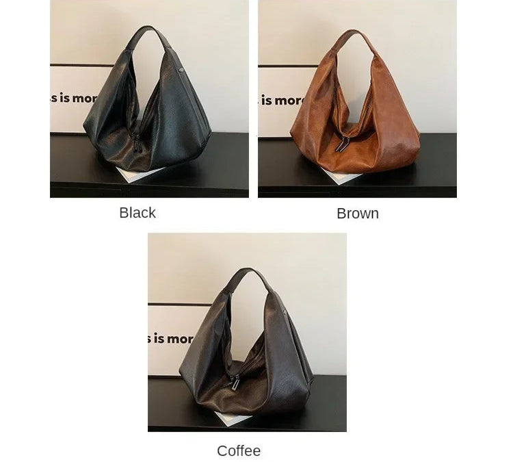 Big Black Shoulder Bag | Large Hobo Shopper Bag & Soft Leather Crossbody Handbag Luxegan