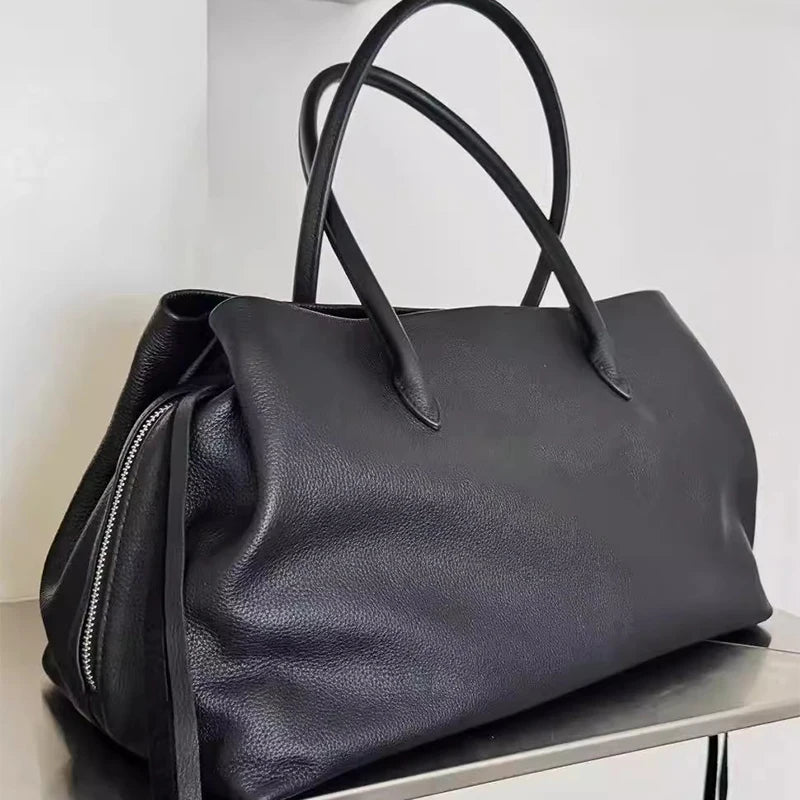 Fashion Genuine Leather Feel Women’s Handbag | Multiple Compartment Frosted Finish Designer Tote | Elegant Luxury Shoulder Bag | Retro Minimalist Casual Tote Luxegan