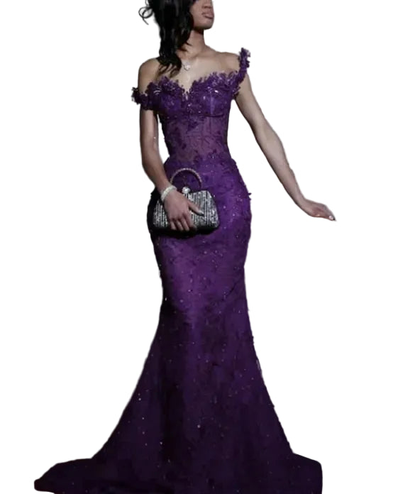 Bespoke Red South African Matric Dance Dress | Luxury Crystal Mermaid Evening Gown | Elegant O-Neck Full Sleeve Formal Party Dress | Premium Satin Lycra Trumpet Gown with Sweep Train Luxegan
