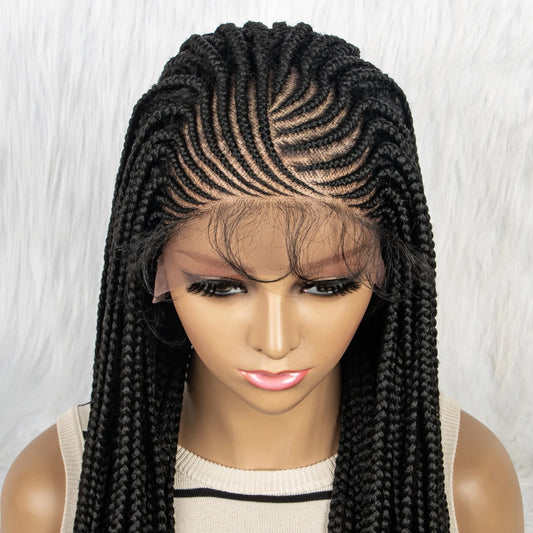 13x4 HD Lace Front Braided Wig with Baby Hair | Synthetic Braided Wigs for Black Women Luxegan