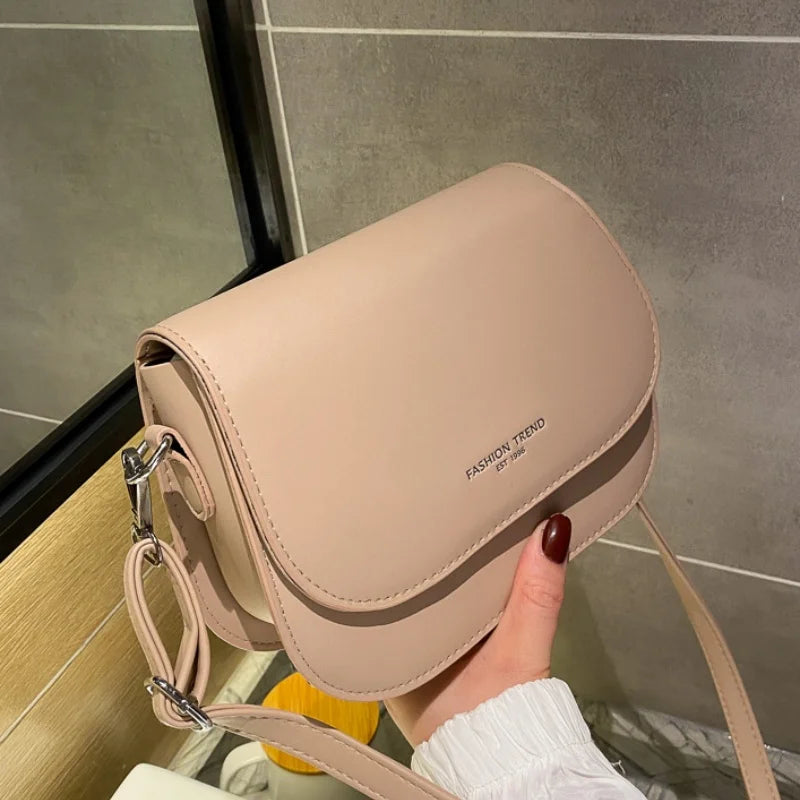 PU Leather Solid Saddle Bag | Hard Minimalistic Crossbody for Commute Luxegan