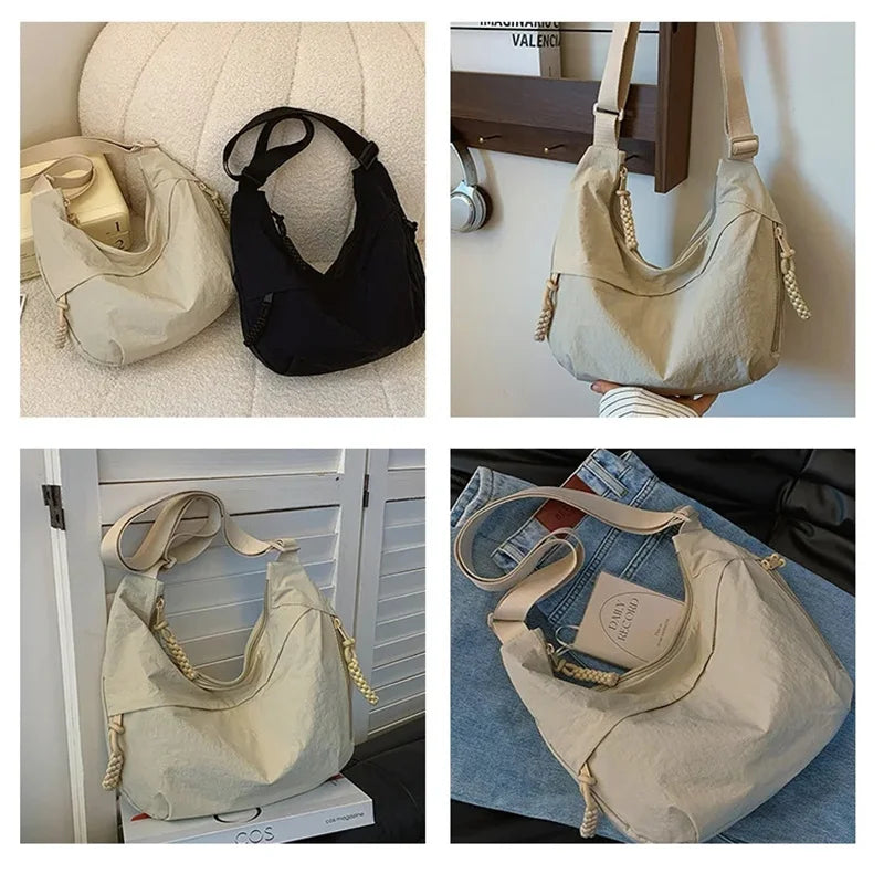 Minimalist Korean Dumpling Bag | Soft Large Capacity Shoulder Tote Luxegan
