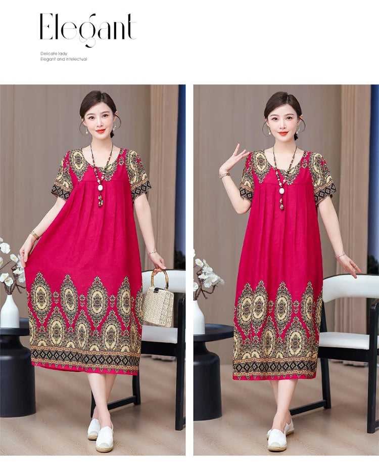 New 2025 Women Dress Female Casual short Sleeve cotton Dresses loose solid Vintage Sweet Clothing Vestidos  vestido verano